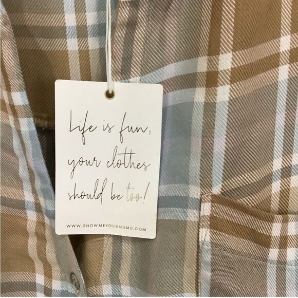 Show Me Your MuMu Plaid Button Down Shirt Dress - Picture 5 of 7